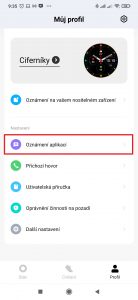 Přejděte do sekce Oznámení aplikací