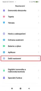 Vraťte se do nastavení a jděte do sekce Další nastavení