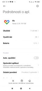 A tady máme nastavení aplikace