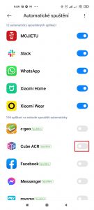 Aktivujte přepínač u Cube ACR