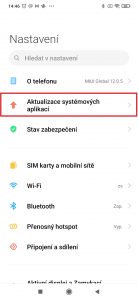 Jděte do sekce Aktualizace systémových aplikací