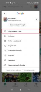 Klepněte na Moje aplikace a hry