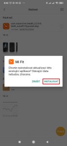 Instalace Mi Fit 5.2.0 z balíčku APK
