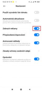 Vypněte volbu Zobrazit reklamy