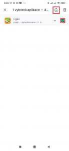 Zatržítko a tlačítko pro aktualizaci