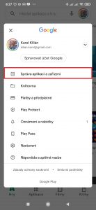 Zvolte možnost Správa aplikací a zařízení