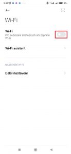 Aktivujte přepínač Wi-Fi