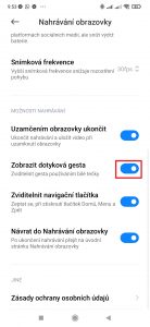 Aktivujte volbu Zobrazit dotyková gesta