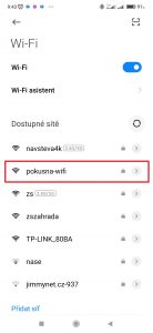 Klepněte na Wi-Fi, ke které se chcete připojit