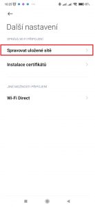 Otevřete Spravovat uložené sítě