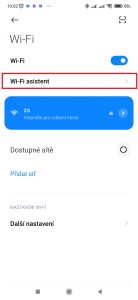 Pokračujte do Wi-Fi asistent
