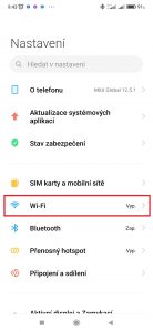 Přejděte do sekce Wi-Fi