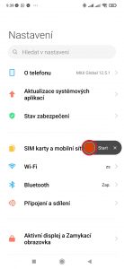 Stiskněte červené tlačítko Start