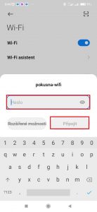 Zadejte heslo a stiskněte Připojit