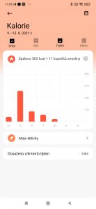 Kalorie v průběhu týdne