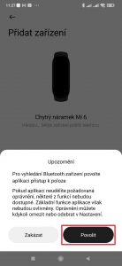 Na Upozornění reagujte tlačítkem Povolit