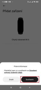 Na dialog Právní informace odpovězte Souhlasím