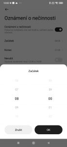 Nastavení začátku oznámení o nečinnosti