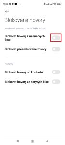 Blokovat hovory z neznámých čísel
