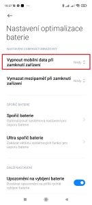 Klepněte na Vypnout mobilní data při zamknutí zařízení