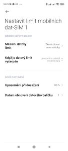 Nastavení datového plánu