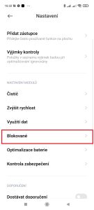 Pokračujte do sekce Blokované