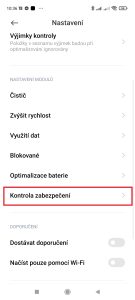 Pokračujte do sekce Kontrola zabezpečení