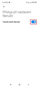 Aktivujte přepínač Povolit režim Nerušit