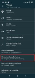 Pokračujte do Obrazovka příchozího hovoru