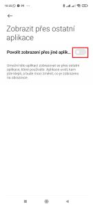 Umožněte zobrazení přes ostatní aplikace