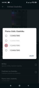 Volba písma číslic číselníku