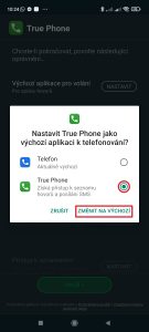 Změňte True Phone Dialer na výchozí
