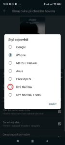 Zvolte, jakým způsobem chcete přijímat a odmítat hovor