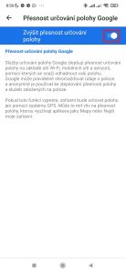 Deaktivujte přepínač Zvýšit přesnost určování polohy