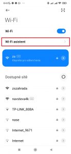 Jděte do sekce Wi-Fi asistent