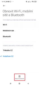 Klepněte na Obnovit nastavení