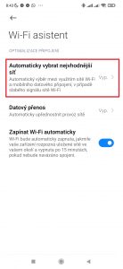 Otevřete položku Automaticky vybrat nejvhodnější síť