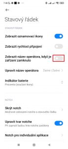 Deaktivujte přepínač Zobrazit název operátora, když je zařízení zamknuto