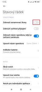 Deaktivujte přepínač Zobrazit oznamovací ikony