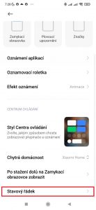 Přejděte do Stavov řádek