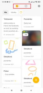 Aplikace Poznámky - nový panel rychlého výběru složek