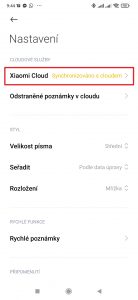 Byla přidána položka Synchronizace s cloudem