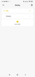 Sekundární stránka složek