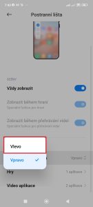 Z nabídky zvolte Vlevo, nebo Vpravo