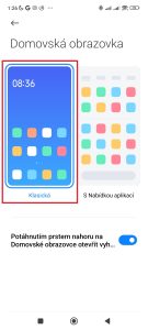 Možnost Klasická je jako v iOS