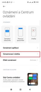 Otevřete sekci Oznamovací roletka