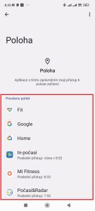 Seznam aplikací s přístupem k poloze