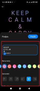 Nastavení textu, jeho barvy a zarovnání