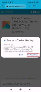 Odpovězte stiskem tlačítka Přesto stáhnout