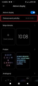 Otevřete Zobrazované položky